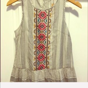 NWT Embroidered Sleeveless Peplum Top